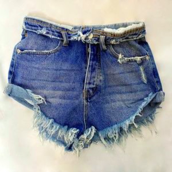 Millennial Pink Shorts Cut Off High Rise Jean - Picture 3 of 7